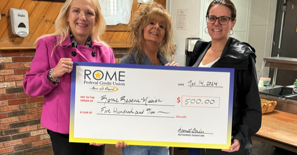 Rome Federal Credit Union donates $500 to Rome Rescue Mission